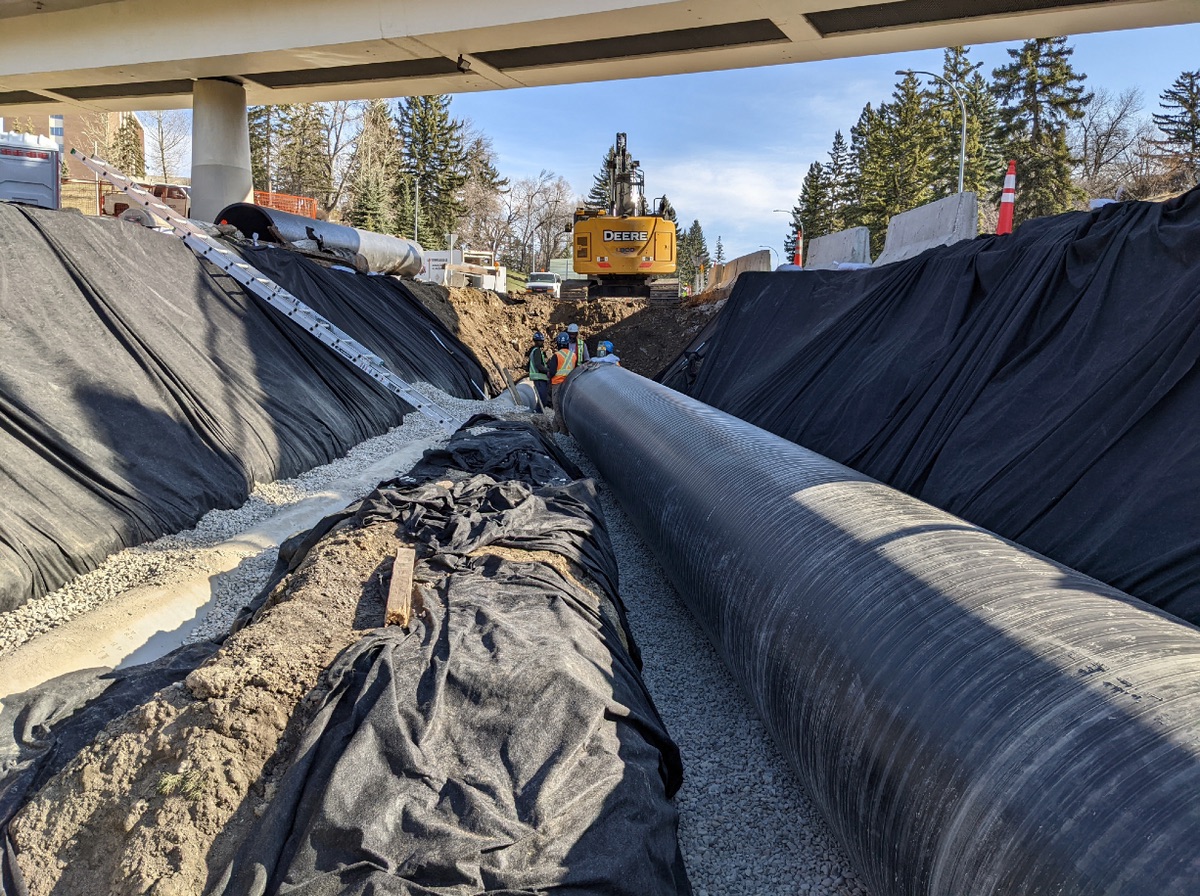 Pipe installation in an open trench